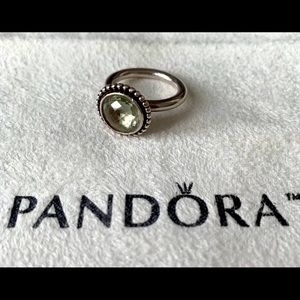 Pandora Green Amethyst 925 Silver Ring